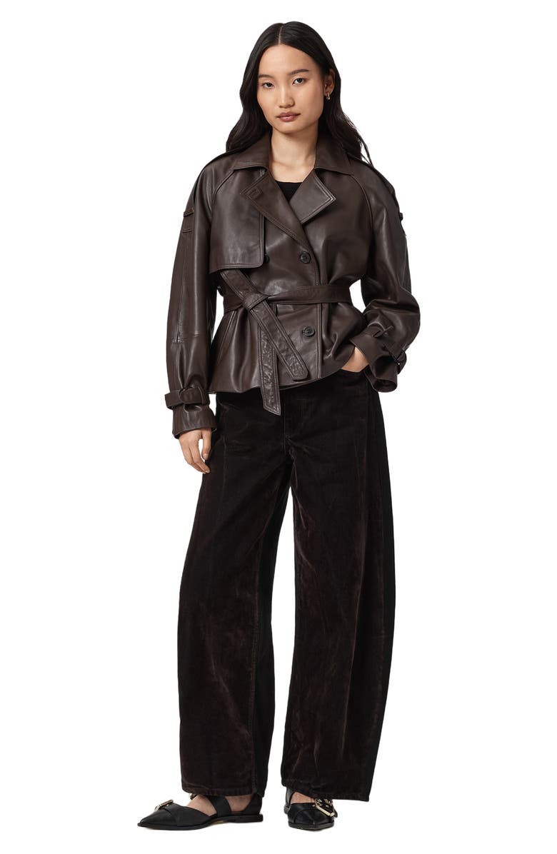 AllSaints Helena Flocked Barrel Leg Jeans, Alternate, color, Cocoa Brown