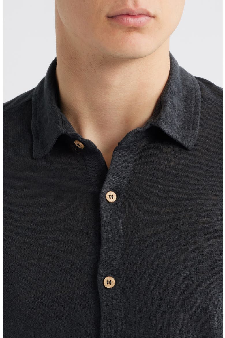 Ola Linen Knit Short Sleeve Button-Up, Alternate, color, NIGHT
