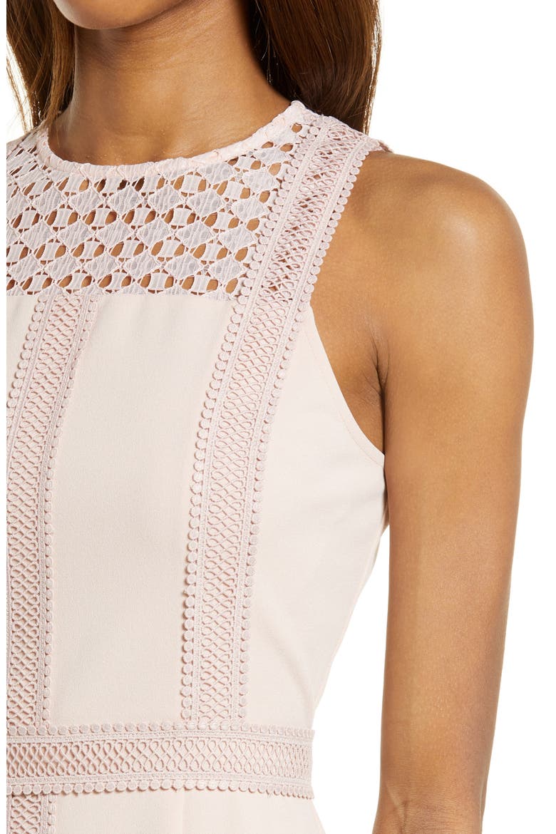 Mix Lace Sheath Dress, Alternate, color, PINK SMOKE