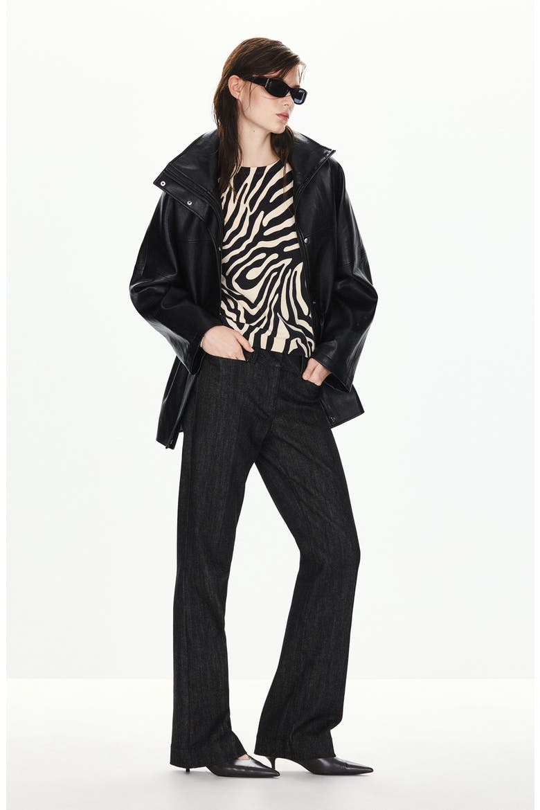 Zebra Crewneck Sweater, Alternate, color, BLACK