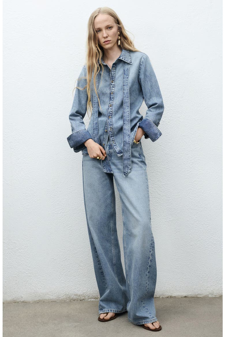 Lana Denim Shirt, Alternate, color, OPEN BLUE