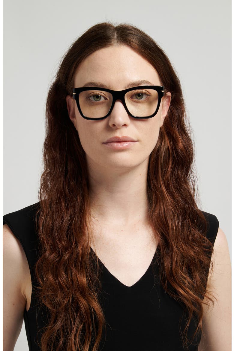 53mm Square Optical Glasses, Alternate, color, BLACK/ VIOL SP