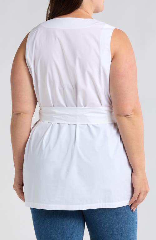 HARSHMAN HARSHMAN REYA TIE WAIST SLEEVELESS POPLIN BUTTON-UP TOP 