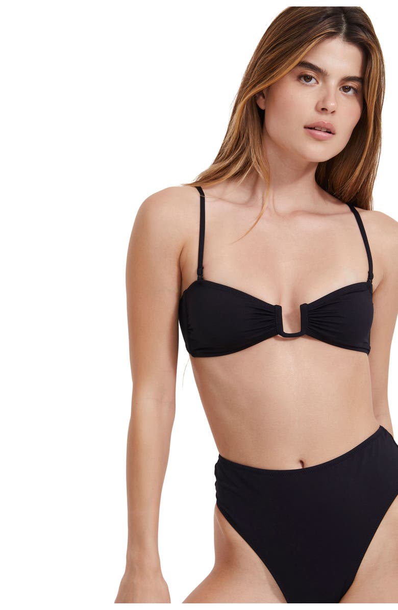 Flirtt Gottex Solid Bandeau Bikini Top, Alternate, color, Black