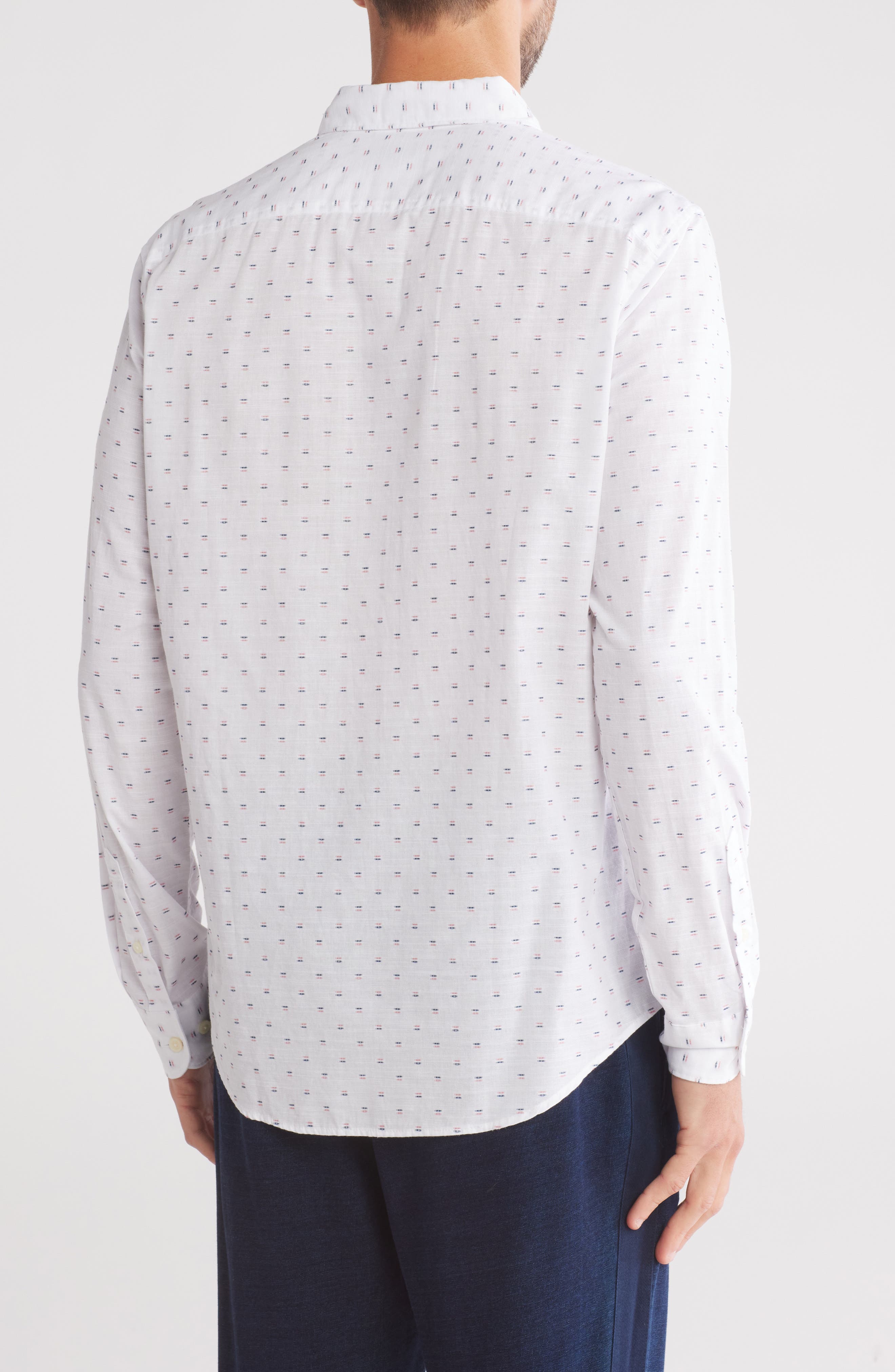 Original Penguin Line Print Stretch Button-Down Shirt (Men) | Nordstromrack