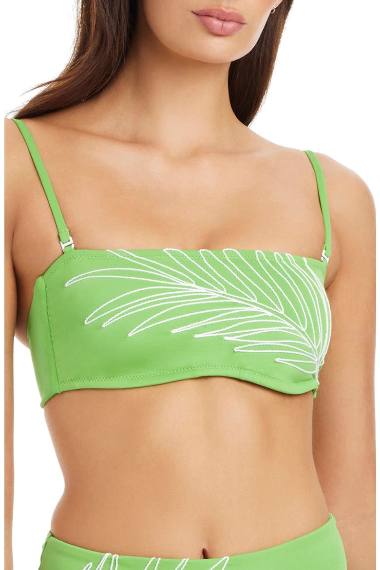 Embroidered Bandeau Bikini Top, Main, color, PROVENCE GREEN