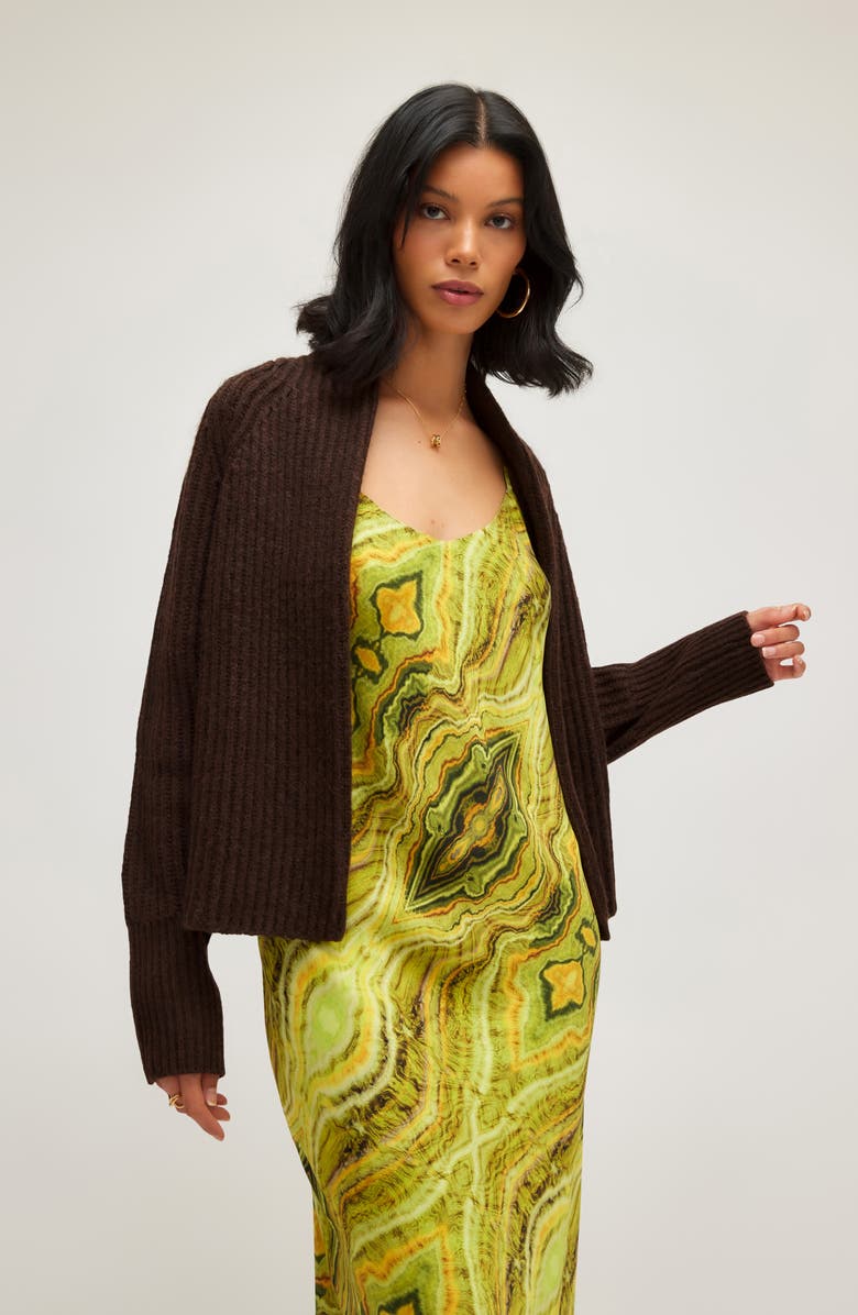 FIFTEEN TWENTY Ribbed Open Front Crop Cardigan, Alternate, color,