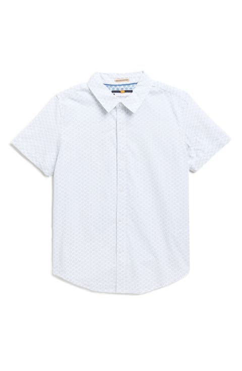 Kids' Geometric Print Short Sleeve Button-Up Shirt (Big Kid)