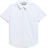 DENIM AND FLOWER Kids' Geometric Print Short Sleeve Button-Up Shirt