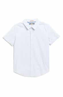 DENIM AND FLOWER Kids' Geometric Print Short Sleeve Button-Up Shirt