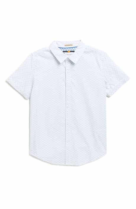 DENIM AND FLOWER Kids' Geometric Print Short Sleeve Button-Up Shirt