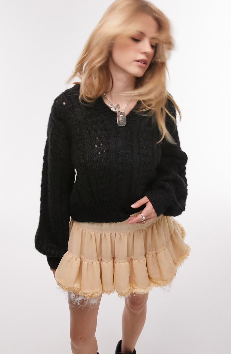 Topshop Cable Knit Sweater, Main, color,