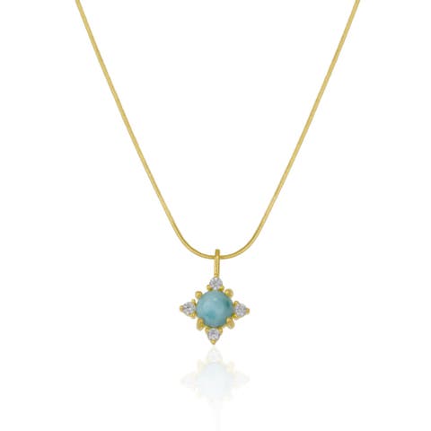 Blue Moonstone Sterling Silver Pendant Necklace With Fine Italian Chain