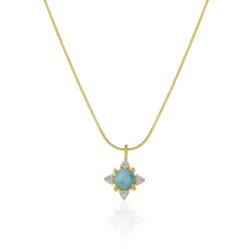 Spero London Blue Moonstone Sterling Silver Pendant Necklace With Fine Italian Chain In Gold