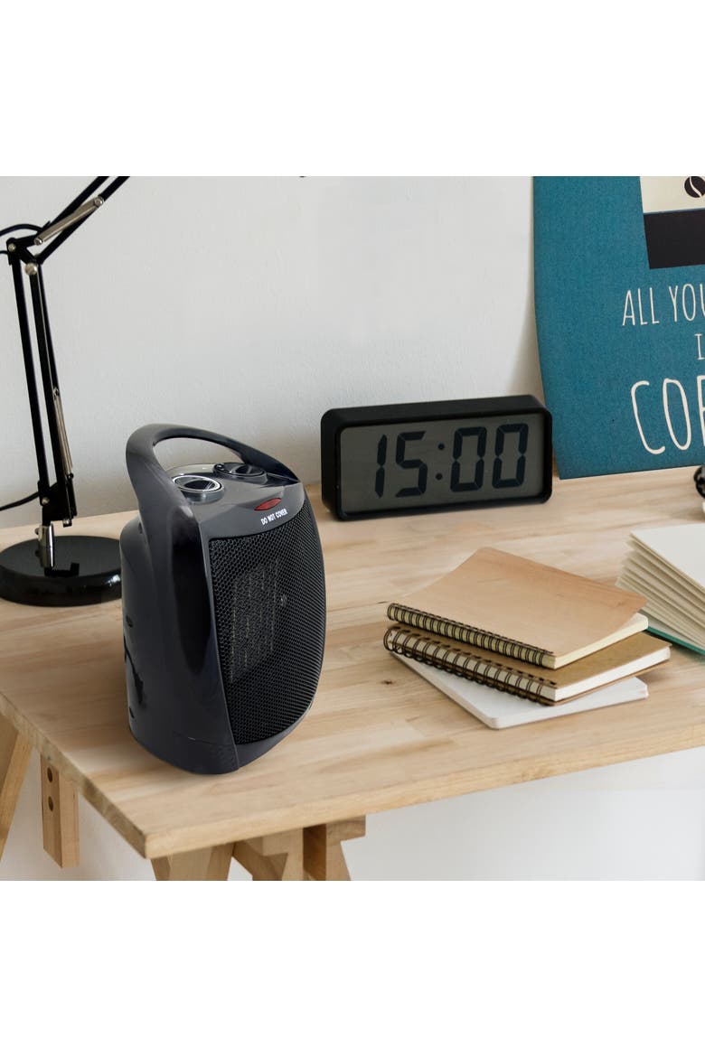 Ceramic Heater with Thermostat, Alternate, color, Black
