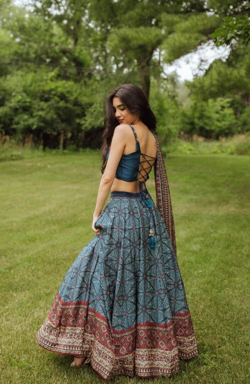 Raas Kanika Bandhani Print Lehenga Choli In Blue