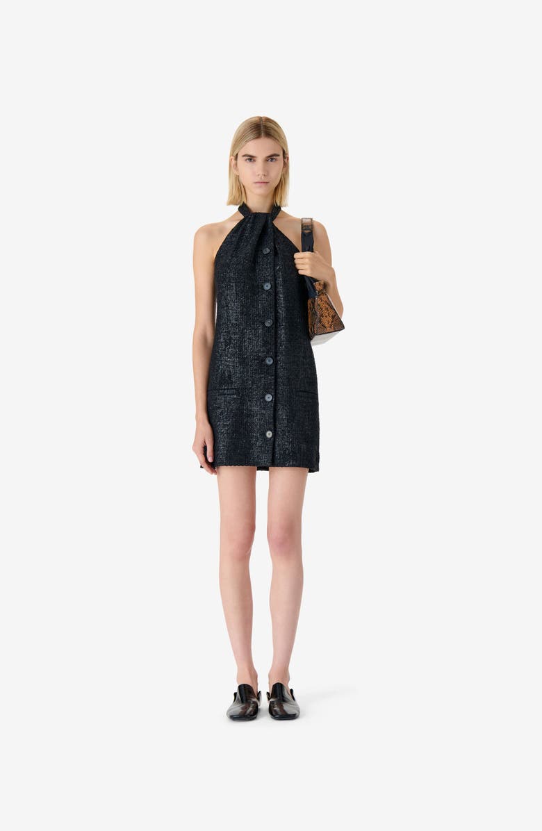 IRO Kiera Halter Mini Dress, Main, color, Shiny Black
