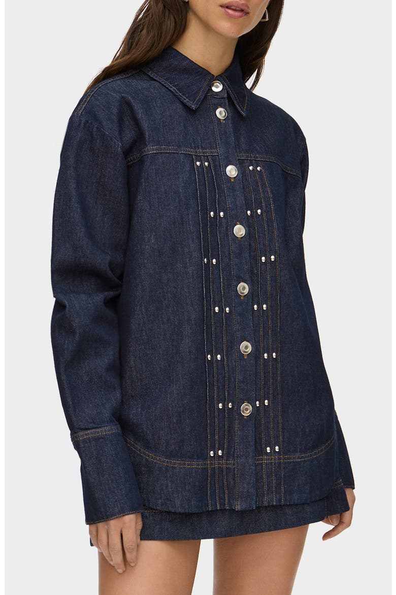 Fog Stud Detail Organic Cotton Denim Jacket, Main, color, INDIGO