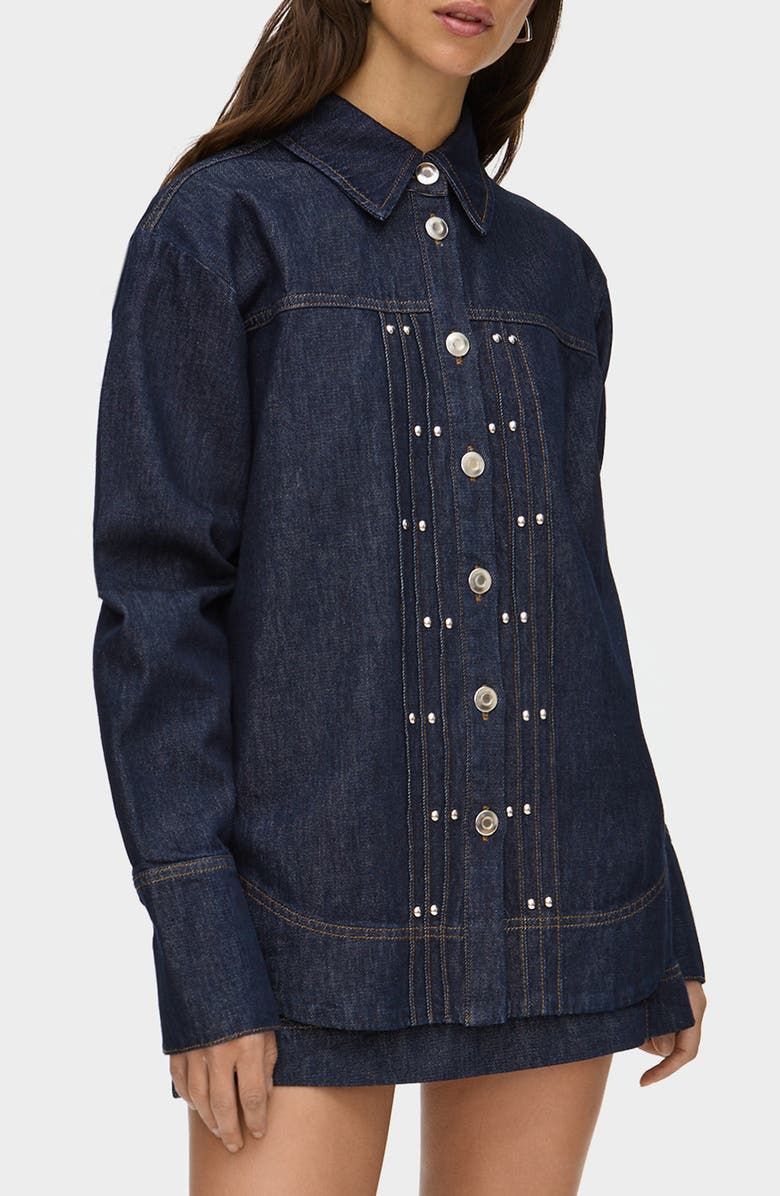 ALIGNE Fog Stud Detail Organic Cotton Denim Jacket, Main, color, Indigo