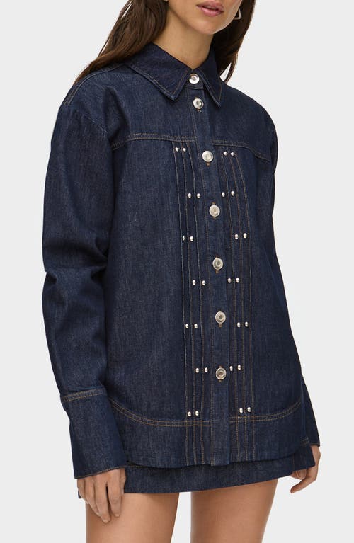 Aligne Fog Stud Detail Organic Cotton Denim Jacket In Blue