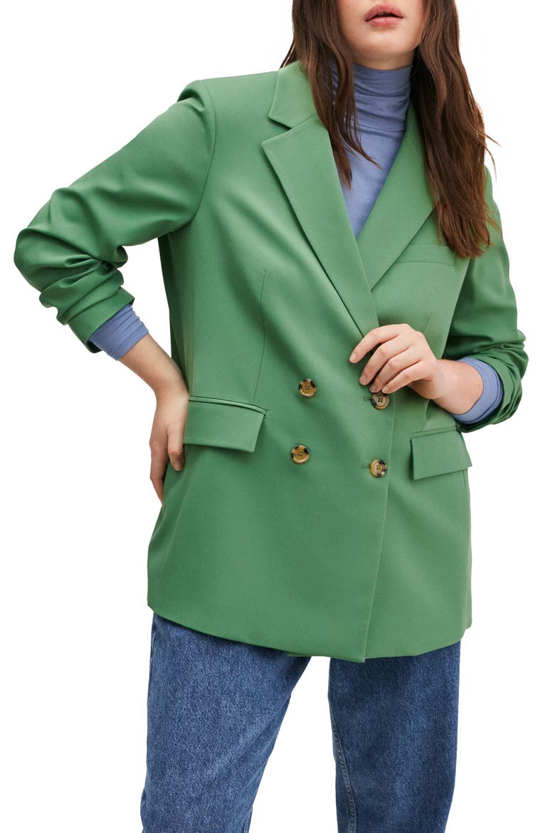 Double Breasted Blazer, Alternate, color, GREEN