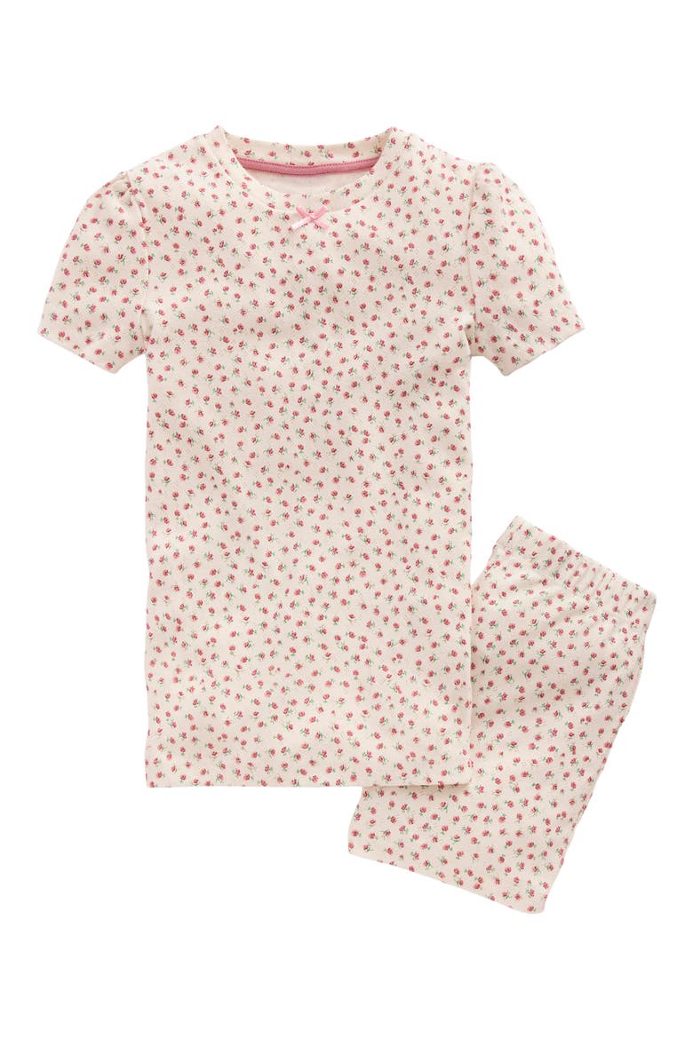 Kids' Floral Pointelle Fitted Pajamas, Main, color, SOFT IVORY FLORAL