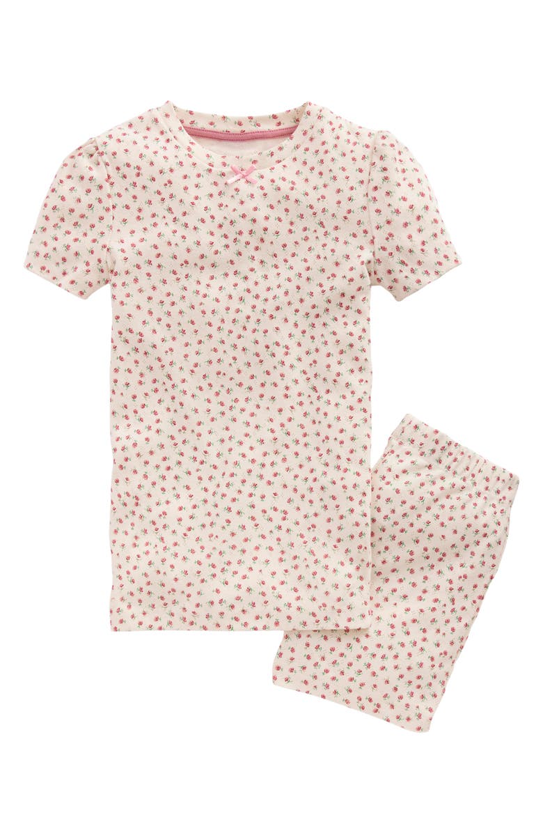 Mini Boden Kids' Floral Pointelle Fitted Pajamas, Main, color, Soft Ivory Floral