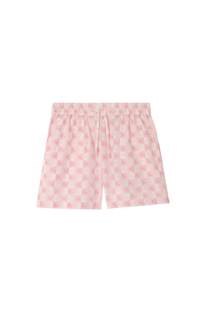 Burberry EKD Checkerboard Cotton Poplin Shorts, Alternate, color, Peony Pink