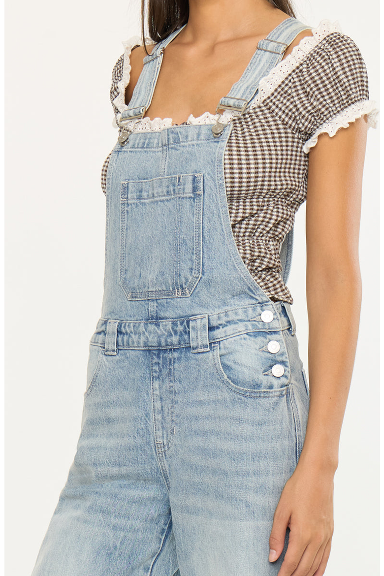Aide Barrel Leg Denim Overalls, Alternate, color, Medium Light Wash