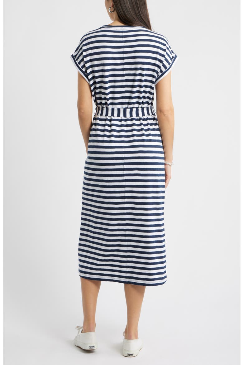 Tie Waist Midi Dress, Alternate, color, NAVY STILL- WHITE CHARM STRIPE