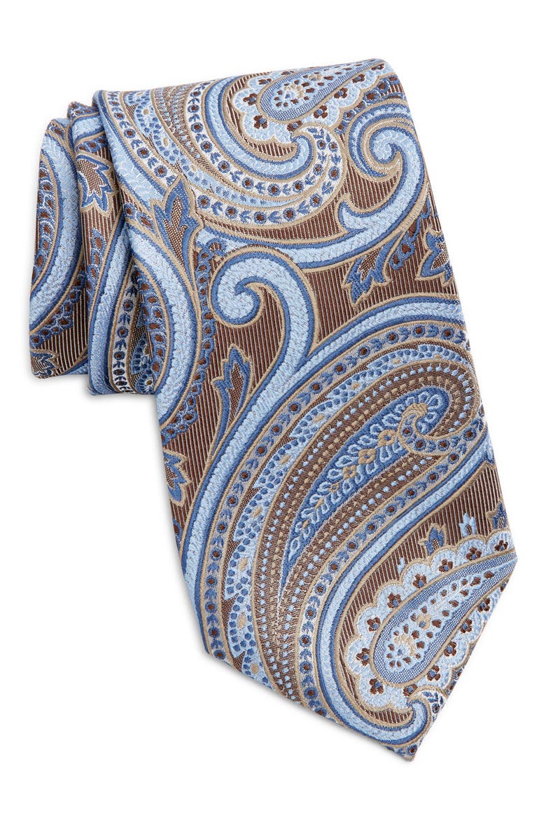 Paisley Silk Tie, Main, color, BROWN