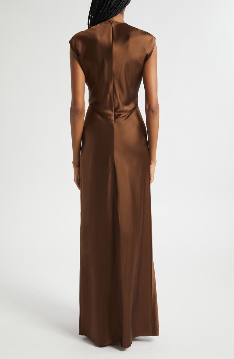 Veronica Beard Nelzy Keyhole Neck Silk Blend Slipdress, Alternate, color, Walnut