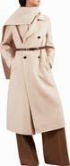 Reiss Indira Double Breasted Wool Blend Coat with Scarf