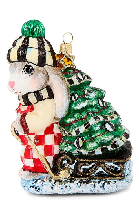 Check it Out Christmas Hare Glass Ornament