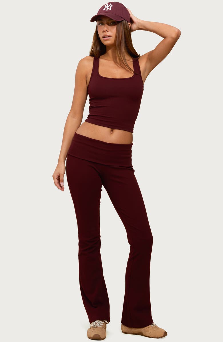 EDIKTED Linda Rib Crop Tank, Alternate, color, Burgundy