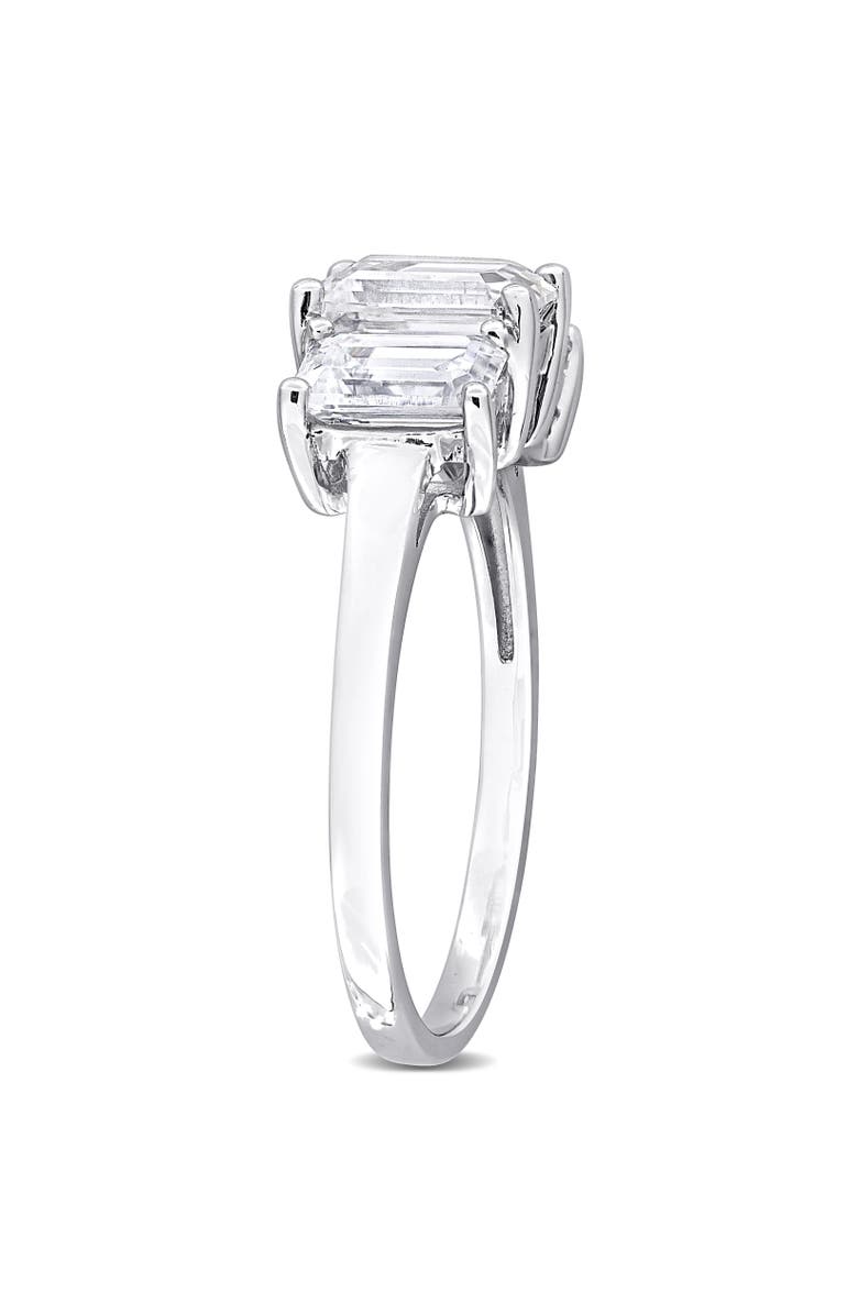 Julianna B. Emerald-cut Moissanite 3-Stone Ring, Alternate, color, Sterling Silver