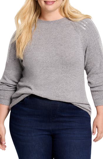 Nic + Zoe Nic+zoe Subtle Shine Sequin Sweater In Nickel
