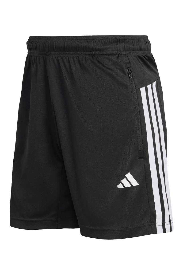 Essentials 3-Stripes Shorts, Alternate, color, BLACK/ WHITE