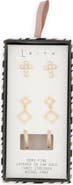 Leith 3-Pack Faux Pearl Cross Earrings