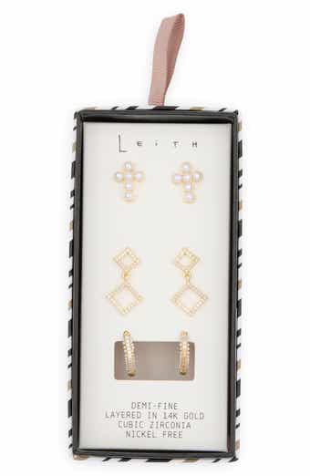 Leith 3-Pack Faux Pearl Cross Earrings