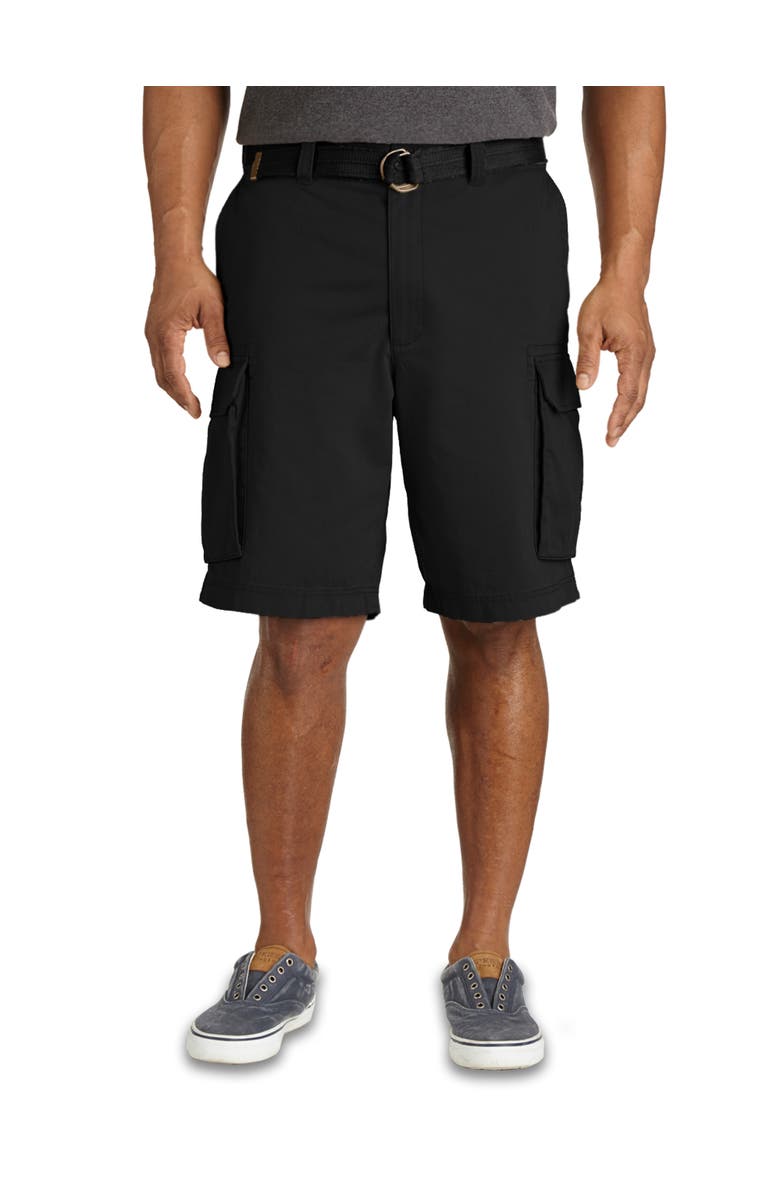 True Nation by DXL Big & Tall Relaxed-Fit Twill Cargo Shorts, Main, color, Black