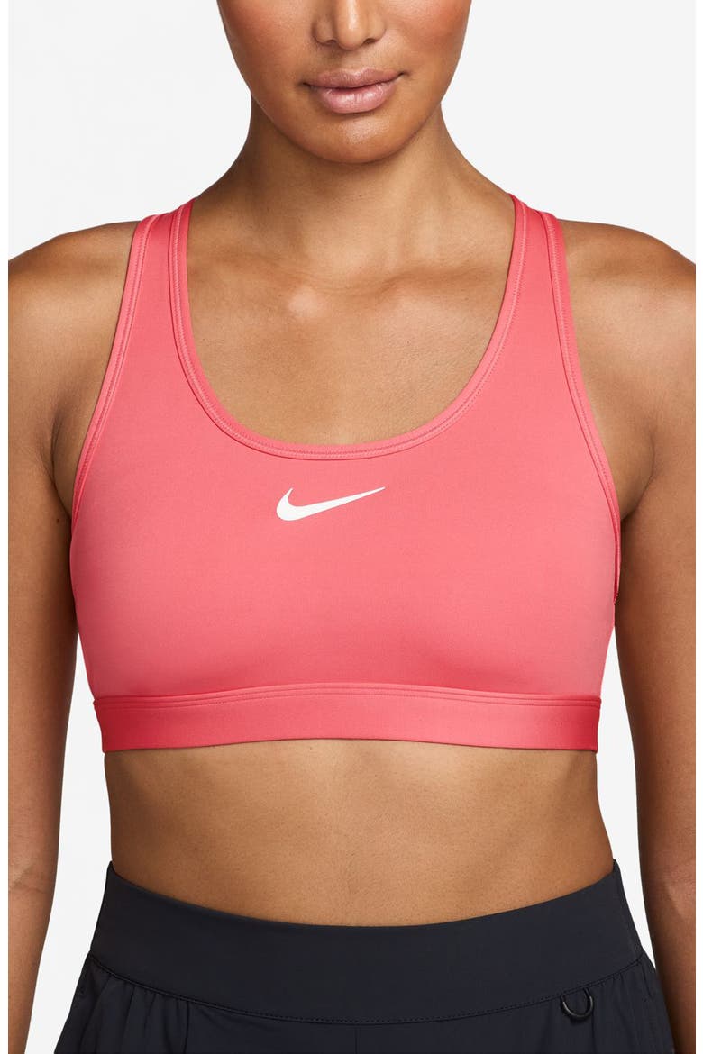Dri-FIT Swoosh Medium Support Padded Sports Bra, Main, color, CORAL/WHITE