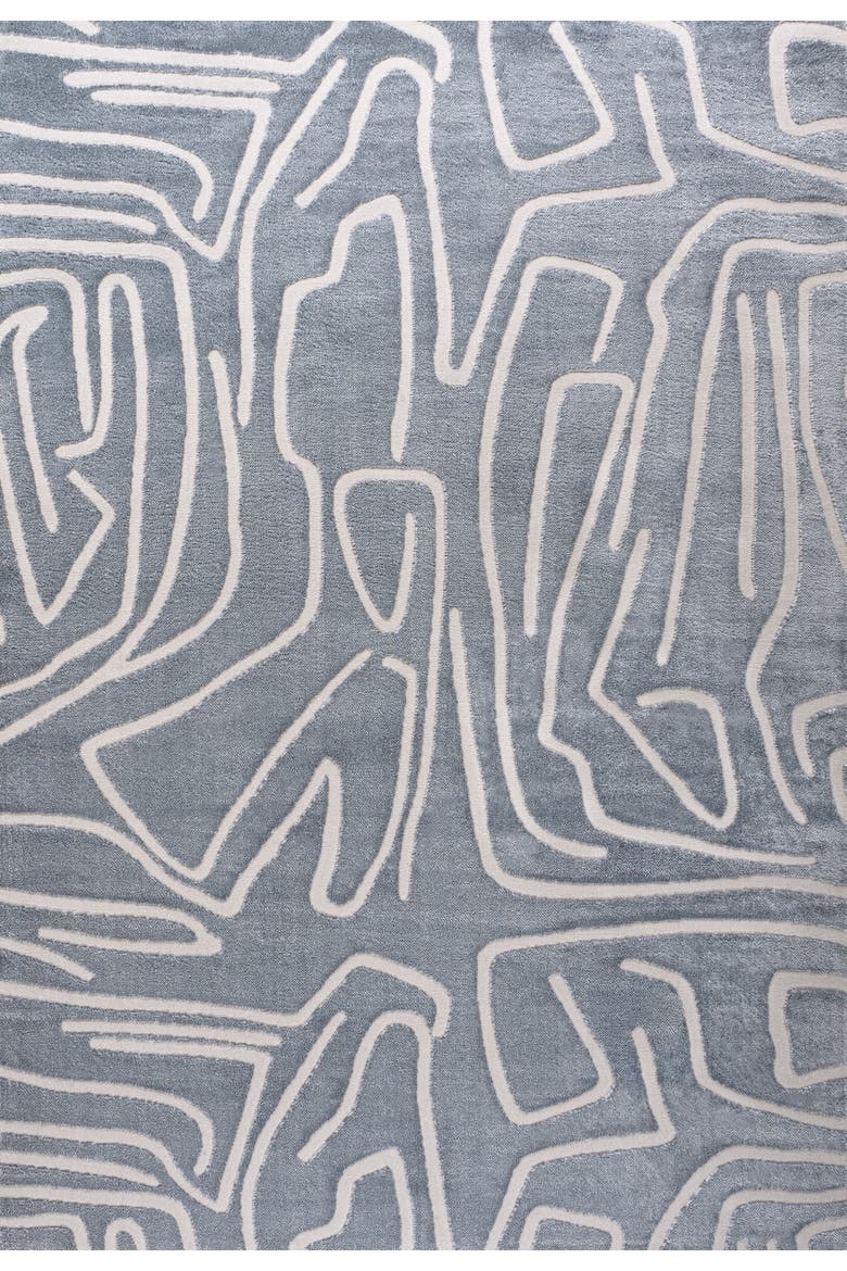 Alcina Modern Scandinavian Graphic Lines High-Low Area Rug, Main, color, Blue/White