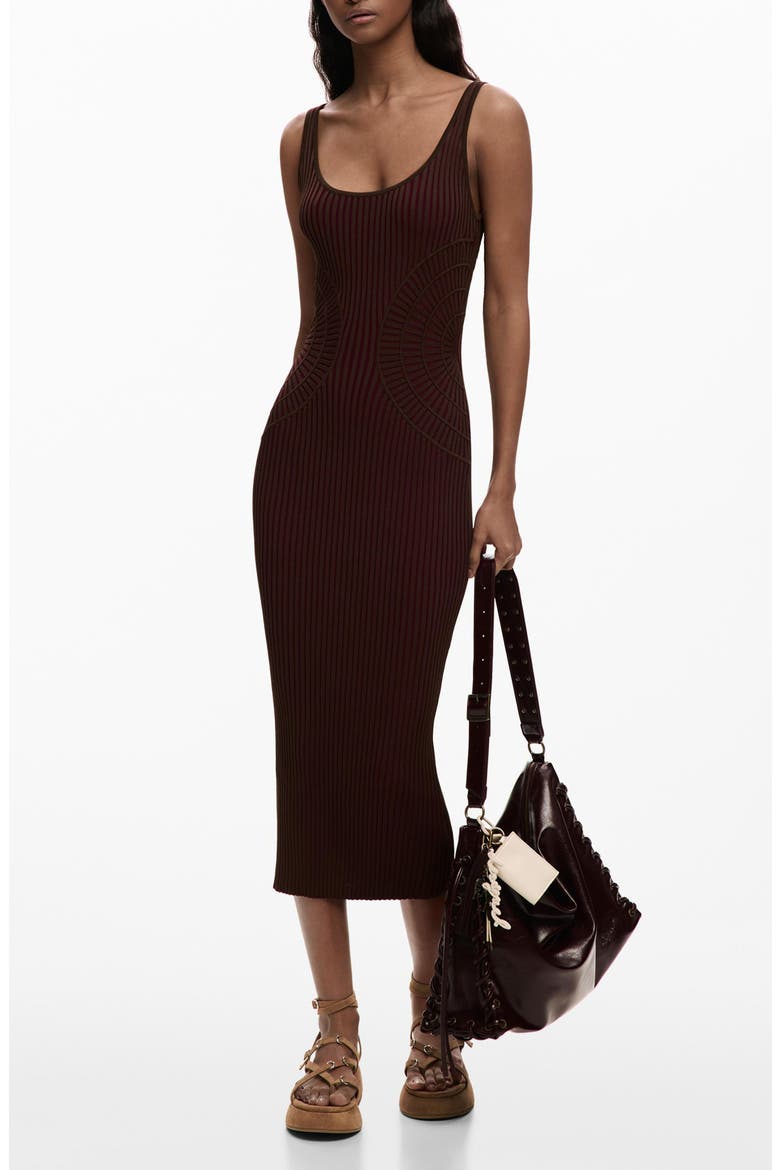 Rib Tank Dress, Main, color, BROWN