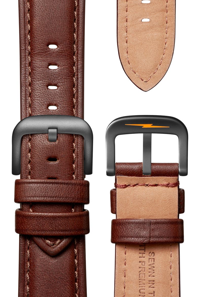 Runwell Leather Strap Watch, 47mm, Alternate, color, BROWN OAK CAMO