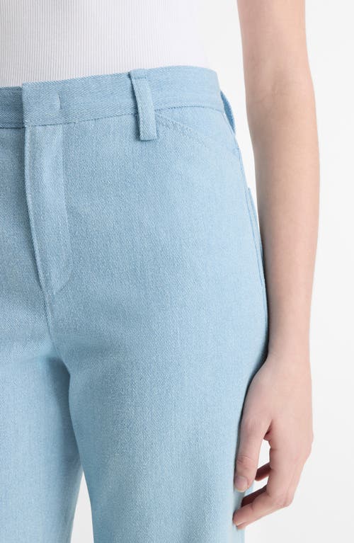 Vince Textured Cotton Flare Pants In Pale Indigo