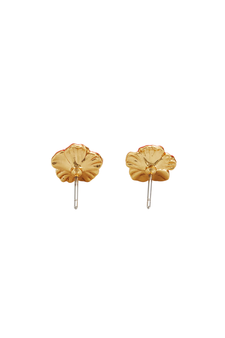 Red Blossom Stud Earrings, Alternate, color, Gold