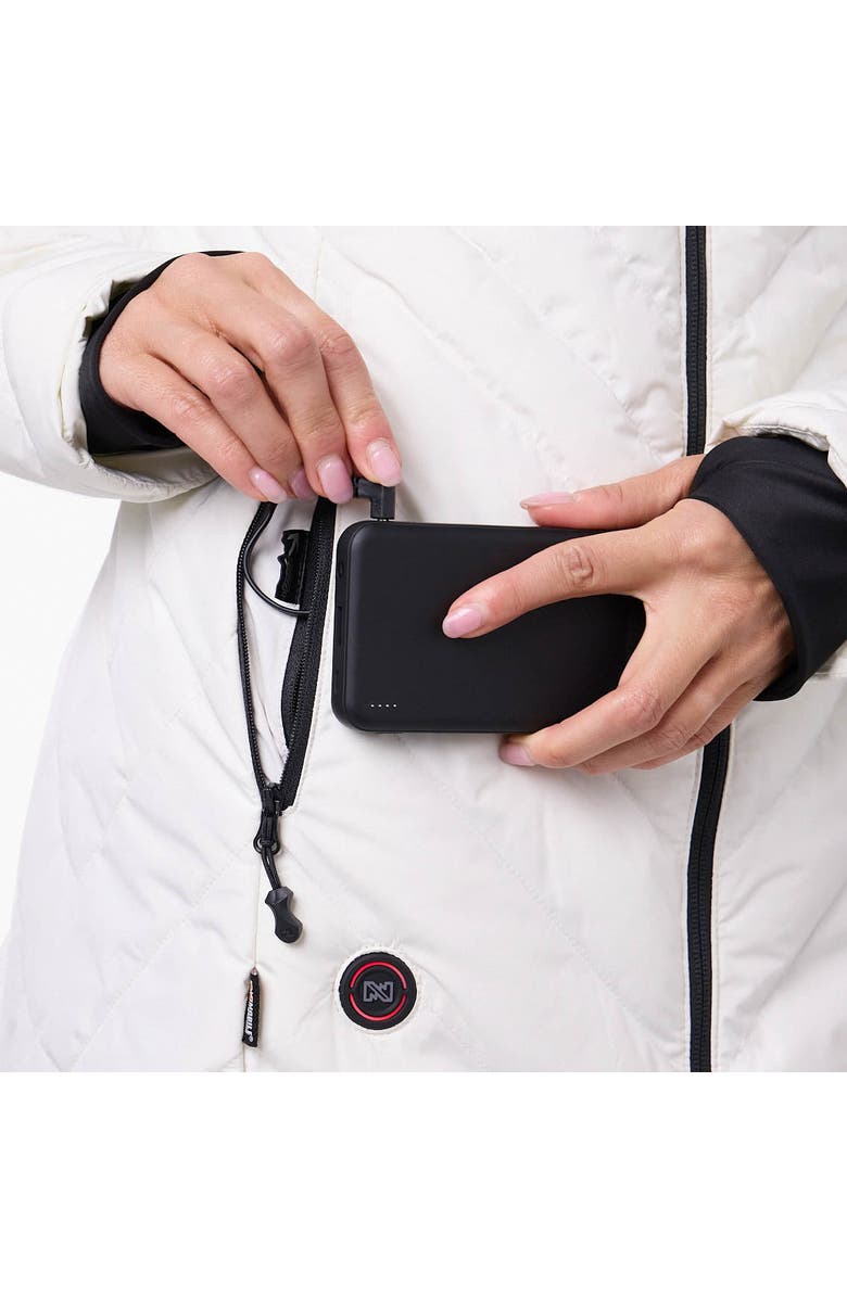 Mobile Warming Meridian Long Heated Puffer Jacket, Alternate, color, Cream