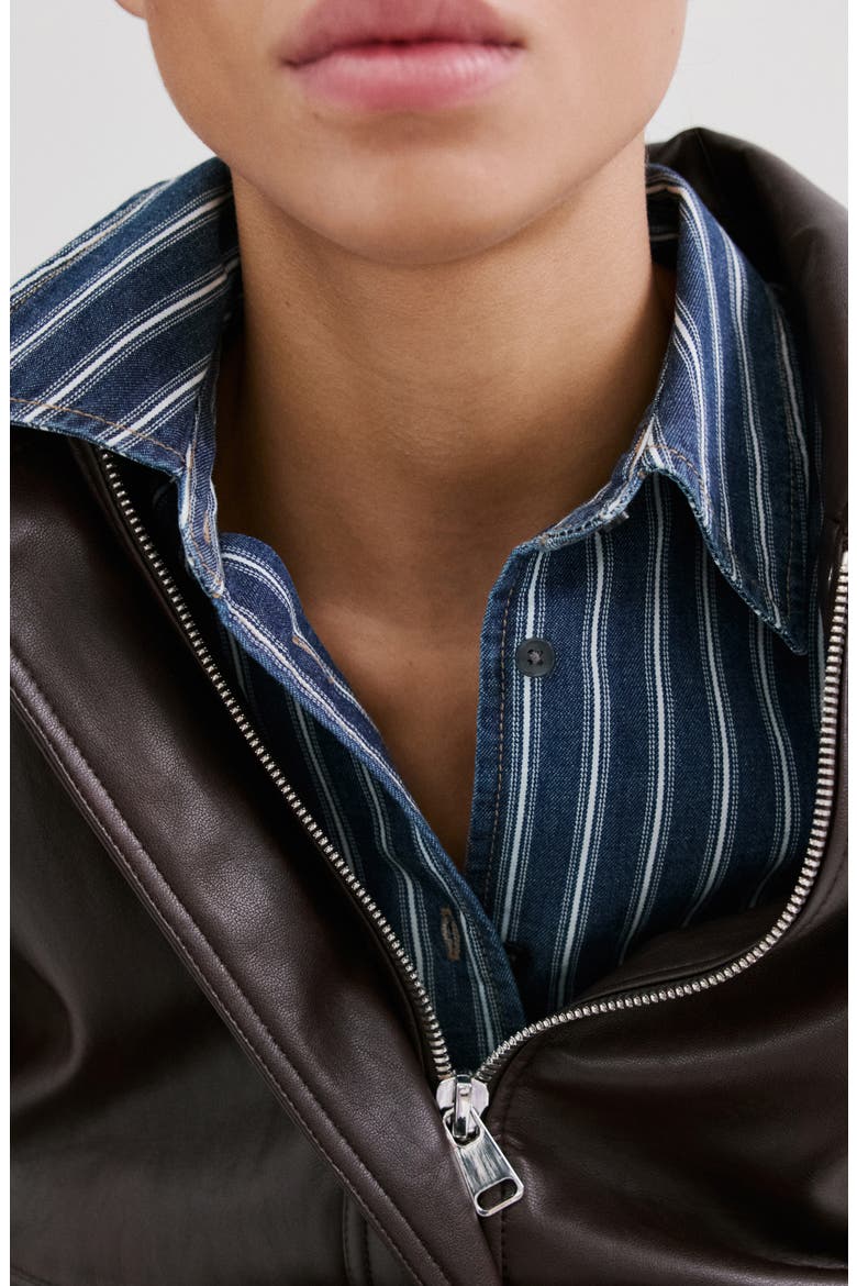 Stripe Oversize Denim Shirt, Alternate, color, BLUE