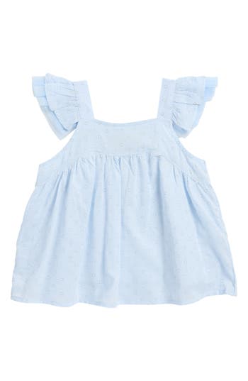 Doe A Dear Kids' Daisy Flutter Sleeve Top In Blue